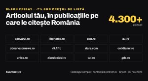Avantnet.ro Black Friday: articole sponsorizate cu 7% sub prețul de listă